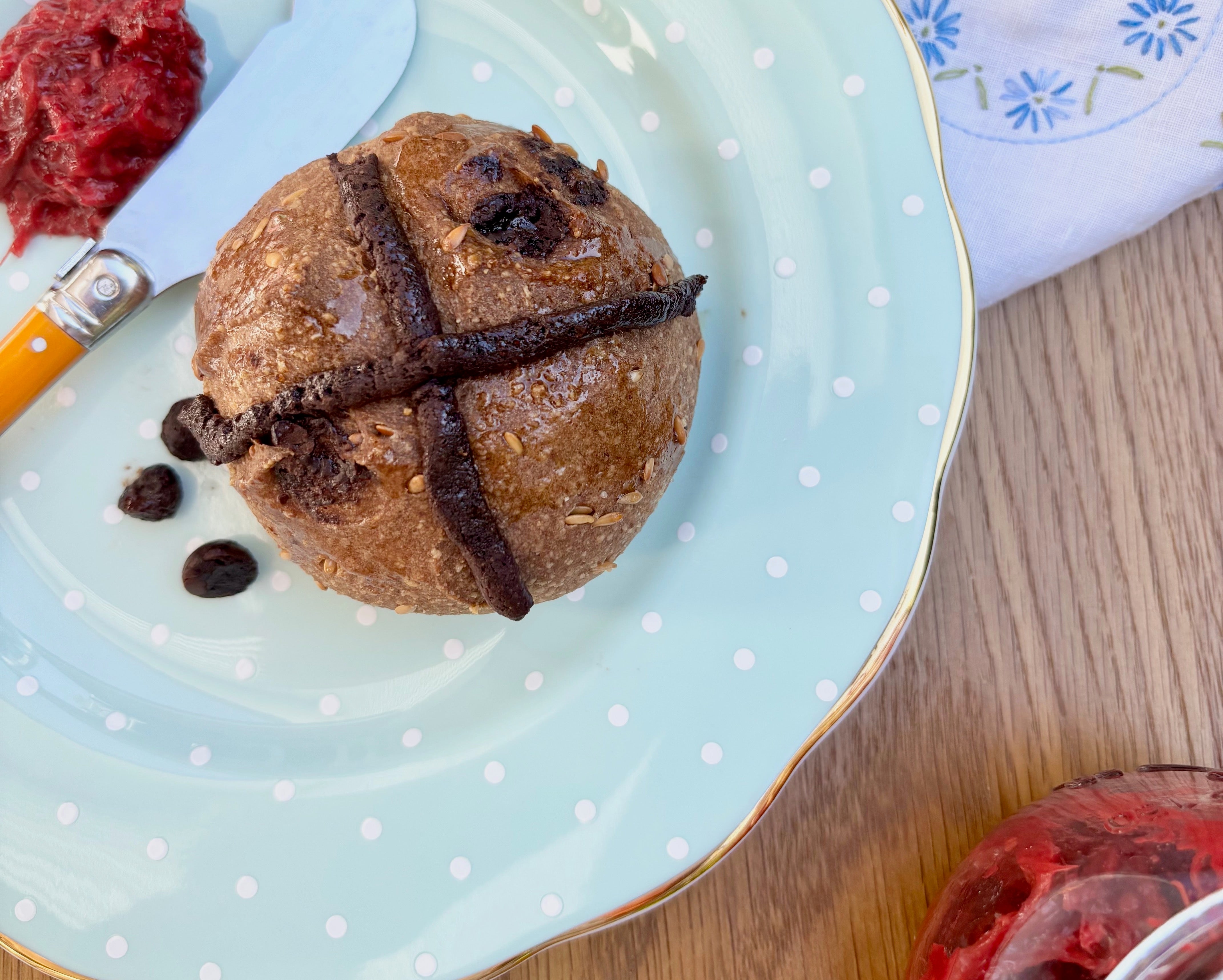 Vegan Choc Chip Hot Cross Buns – YOMO Gluten Free