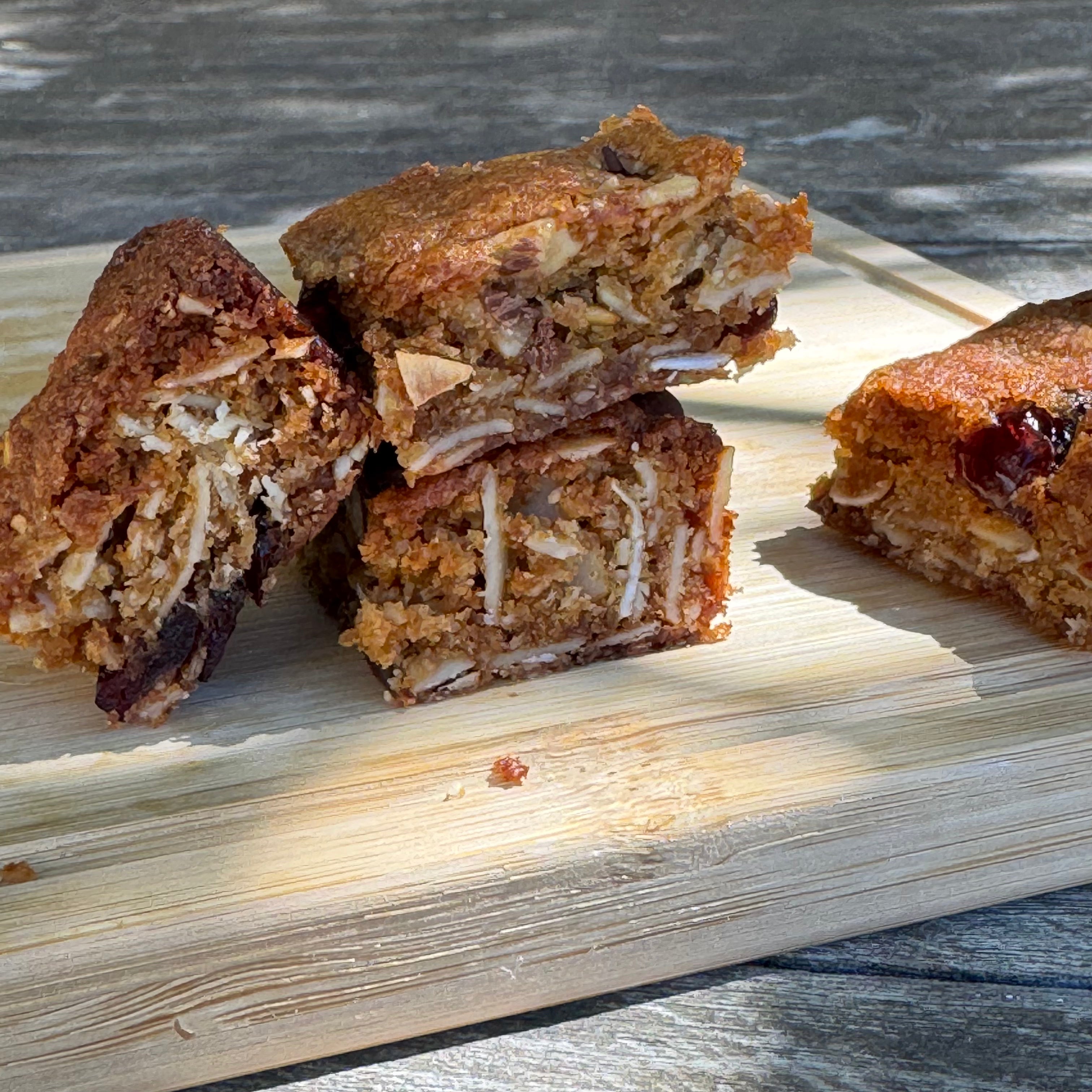 Gluten free muesli bars made with YOMO gluten free ANZAC biscuit mix, gluten free energy muesli bars