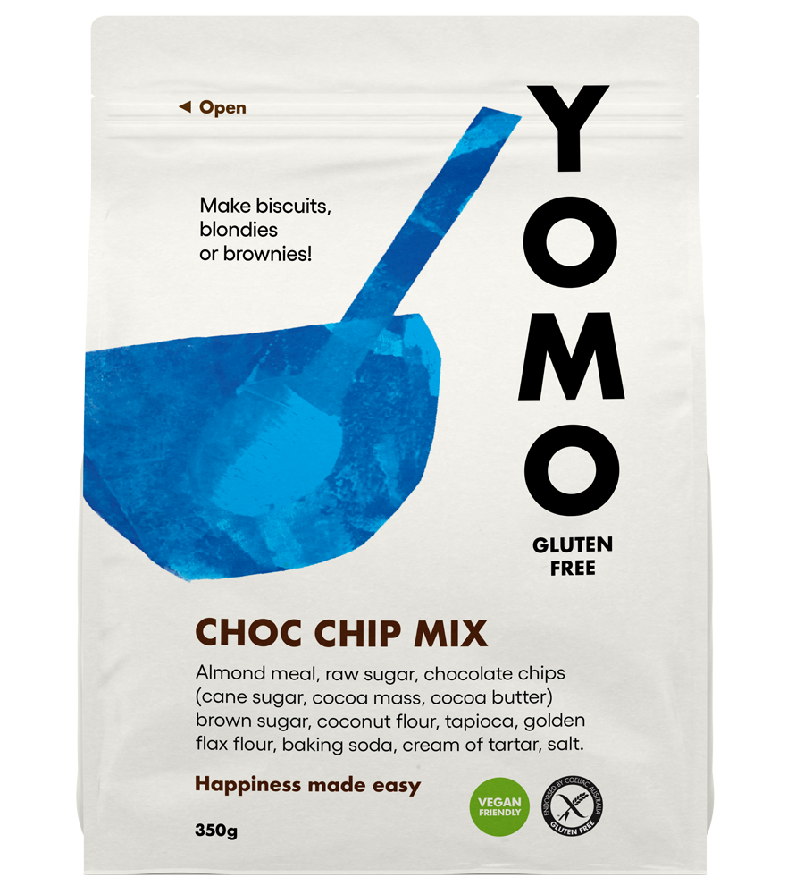 gluten-free choc chip cookie mix, gluten-free choc chip biscuit mix, YOMO gluten-free choc chip biscuit mix, gluten free baking