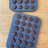 gluten free mini muffins, yomo gluten free choc muffins made mini size, 36 gluten free vegan choc muffins in a baking tin