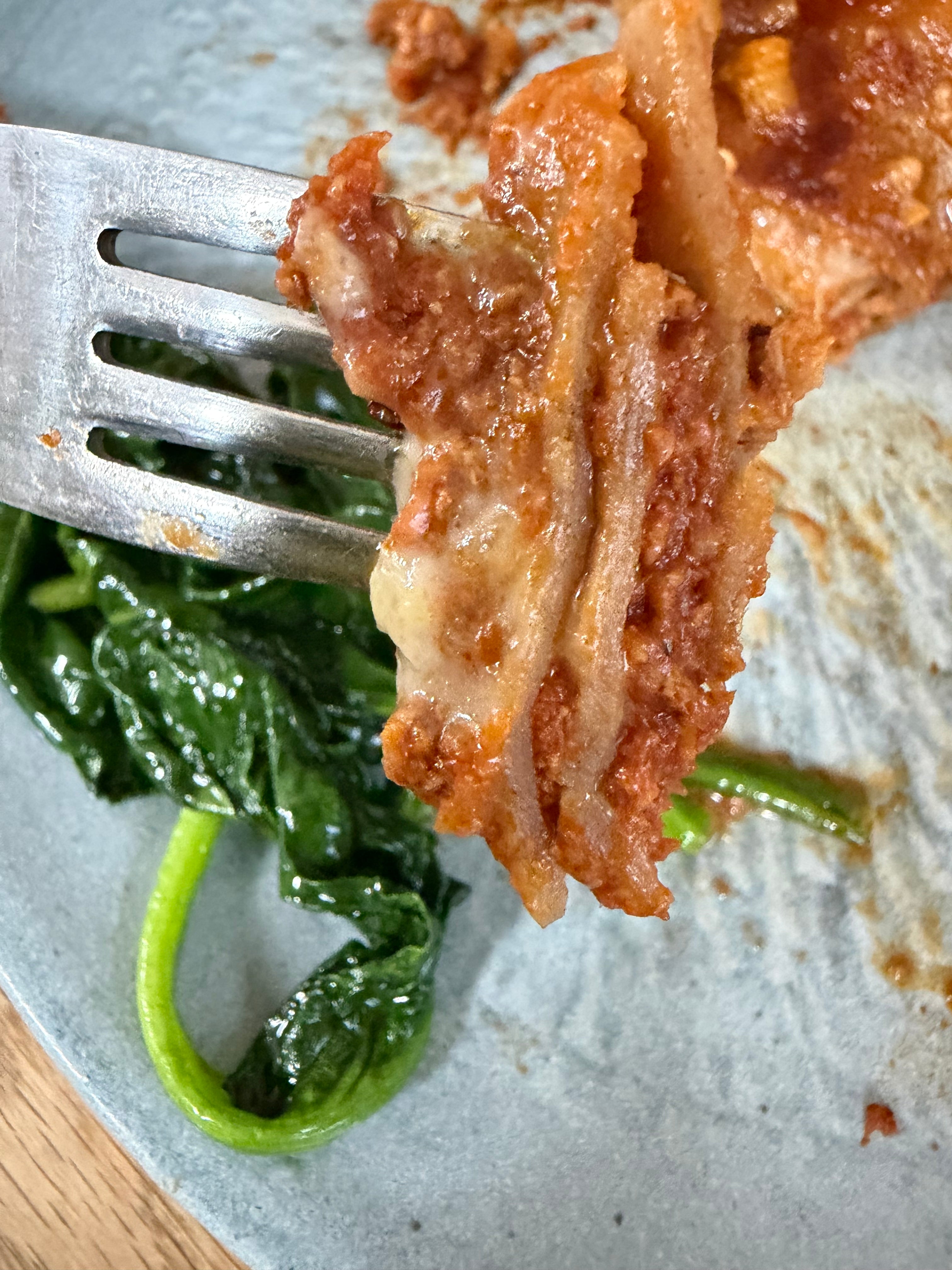Fork full of gluten free grain free buckwheat lasagne