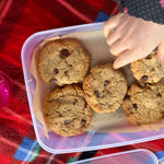 YOMO gluten free cookies at a picnic, gluten free biscuits, gluten free vegan baking, gluten free baking with kids