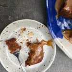 Gluten free sticky date banana bread with caramel sauce, vegan caramel sauce